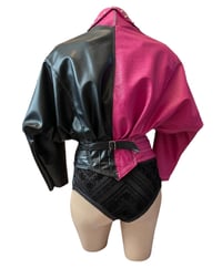 Image 2 of Black and pink bat wing jacket.