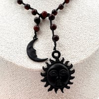 Image 3 of Red Jasper Sun & Moon Wrap Necklace