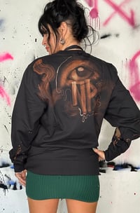 Image 4 of “STONED” CUSTOM BLEACH PAINTED PULLOVER SWEATSHIRT MEDIUM