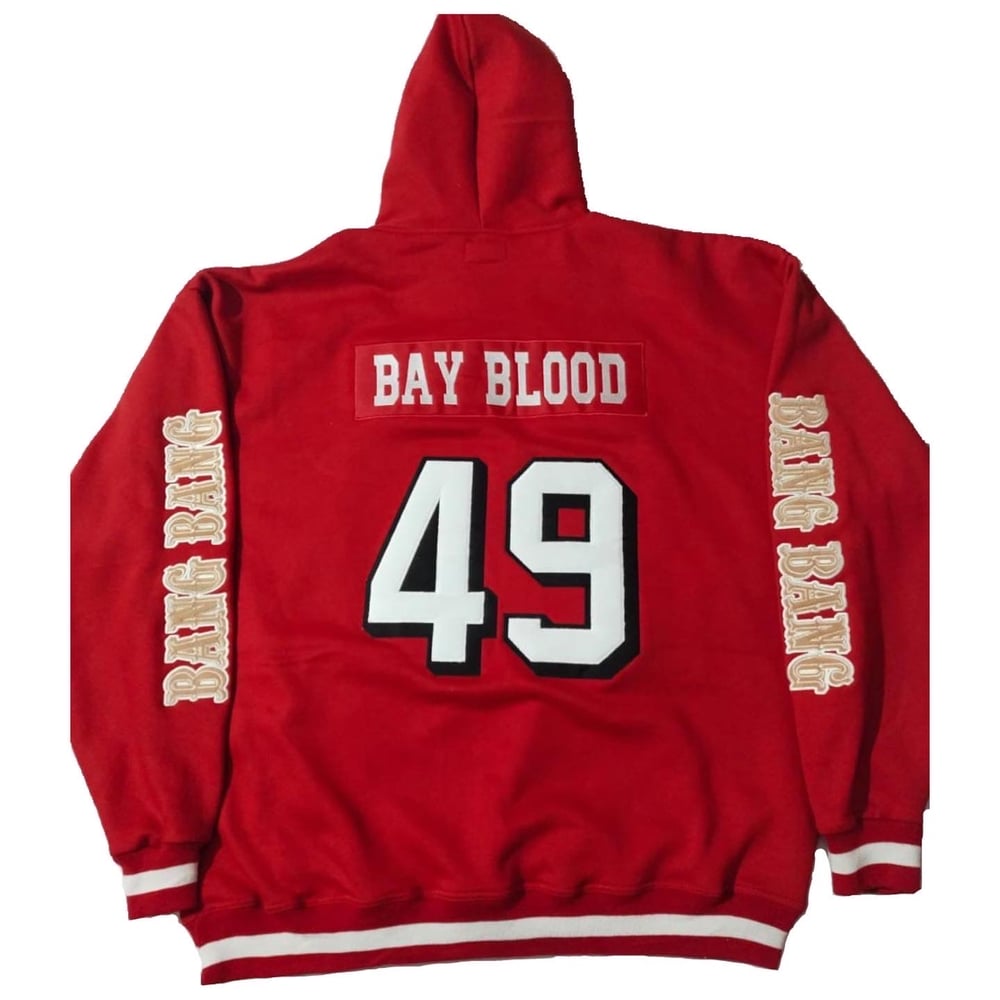 Image of 49ER GANG CUT AND SEW HOODIE (RED)
