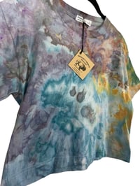 Image 4 of XS Crop Cotton Tee in Soft Watercolor Ice Dye