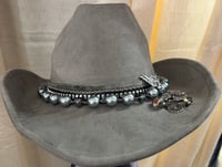 Image 1 of Gray Cowboy Hat Stud, Bead and CharmBand 