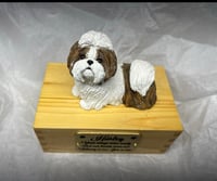 Image 2 of Custom Engraved Shih Tzu Lhasa Apso Urn Pet Portrait Figurine To Your Dog's Photo
