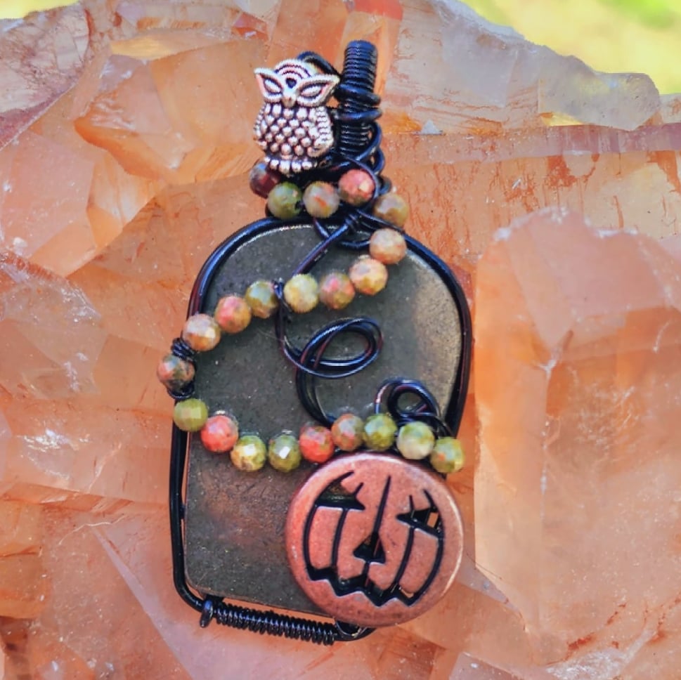 Image of R.I.P. Jack O. Lantern - Wire Wrapped Pendant