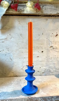 Wheel Thrown Candlestick - Matt Deep Blue