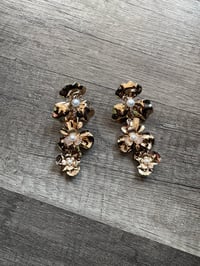 Image 1 of Gold flower drop earrings 