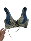 vintage denim and calico corset crop top