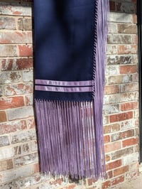 Image 1 of Native Dance Shawl with Ribbon  Navy/Lavender 