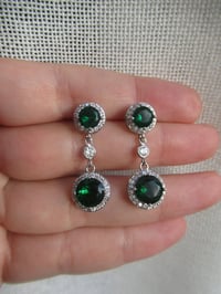 Image 4 of Kate Middleton Princess of Wales Inspired Replikate Round Double Drop Emerald Green Earrings 