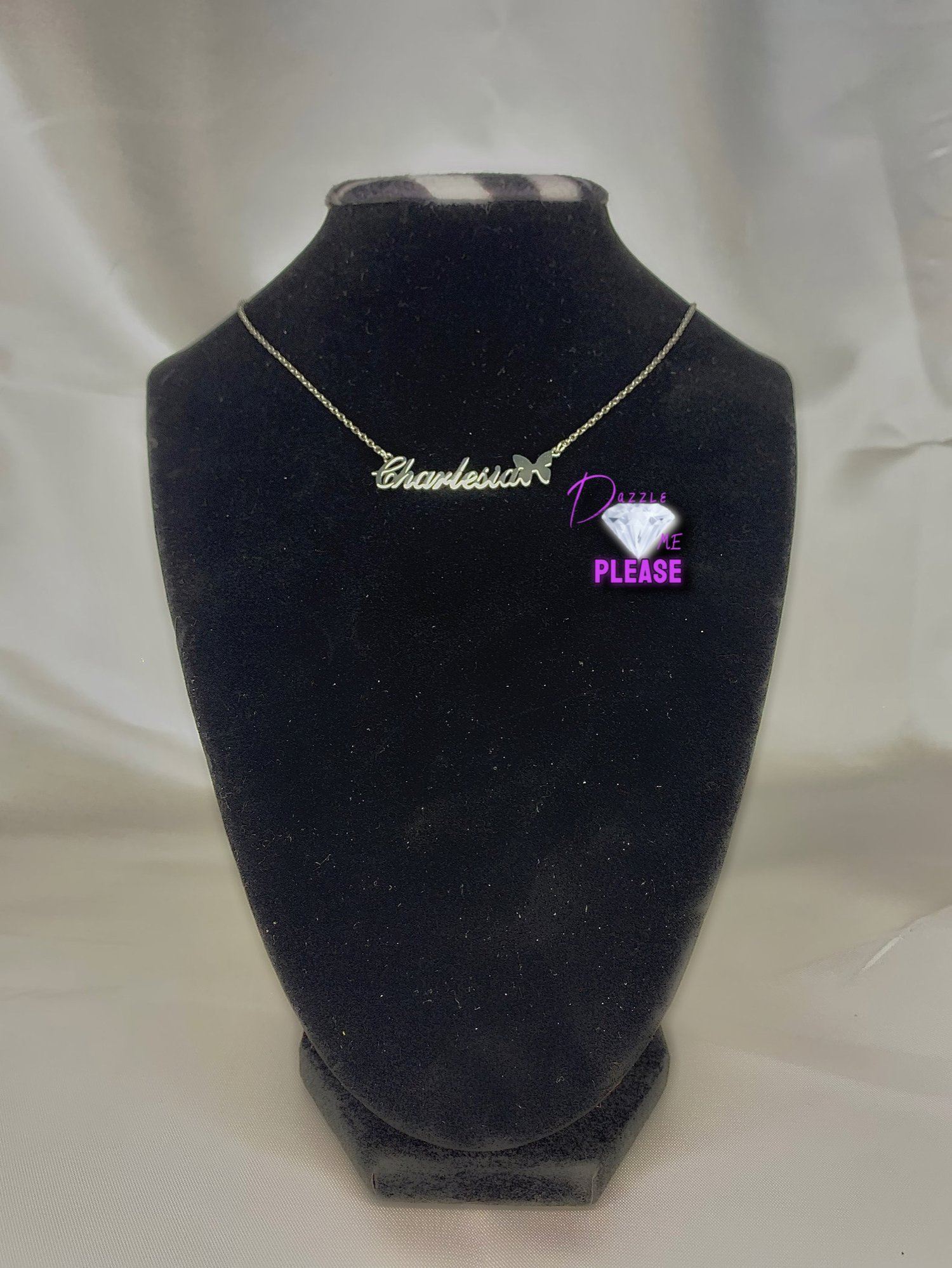 Image of Butterfly Stainless Steel Name Necklace 