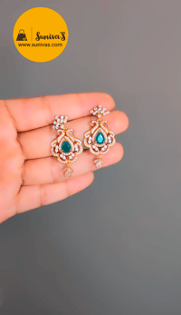Image 3 of 3 layer American Diamond Pearl Set in Peacock Design 
