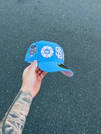 Image 5 of PINK BRIM COTTON CANDY SAN DIEGO PADRES CUSTOM FITTED CAP