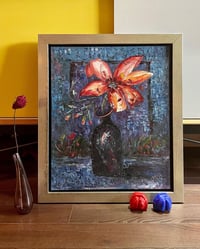 Image 1 of Impressionist Red Lily Oil on Canvas