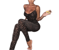 Image 4 of Leopard Print Mesh Jumpsuit 