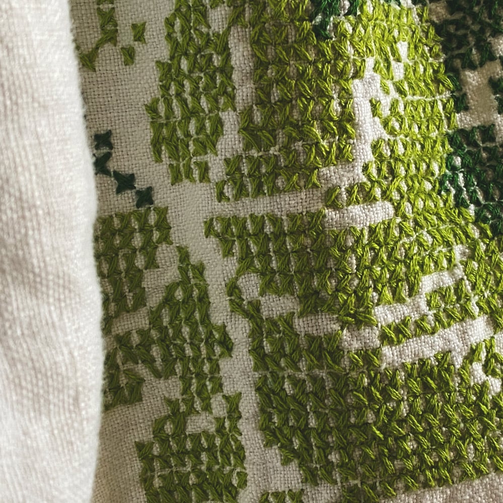 Image of Ivy Linen Cross-stitch Granny Shorts