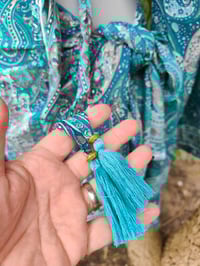 Image 15 of Pefkos co ord sarong set Turquoise tassels
