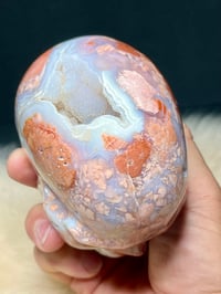 Image 14 of Druzy Pink Petal Agate Skull Carving #2240