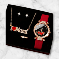 Image 4 of Elegant Romance Red Quartz Watch & Jewelry Gift Set