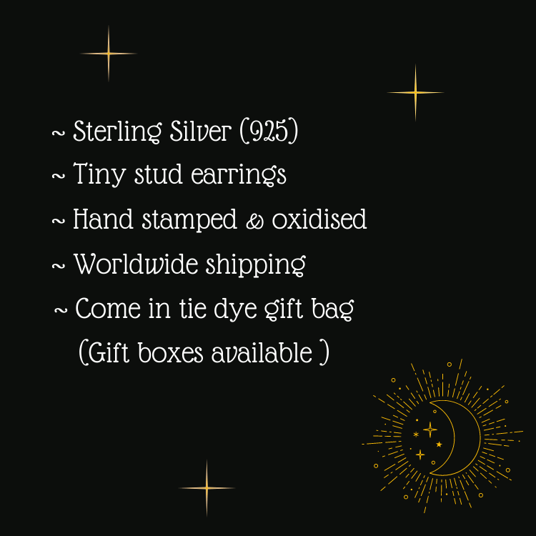 Handmade Tiny Sun Stamped Silver Studs