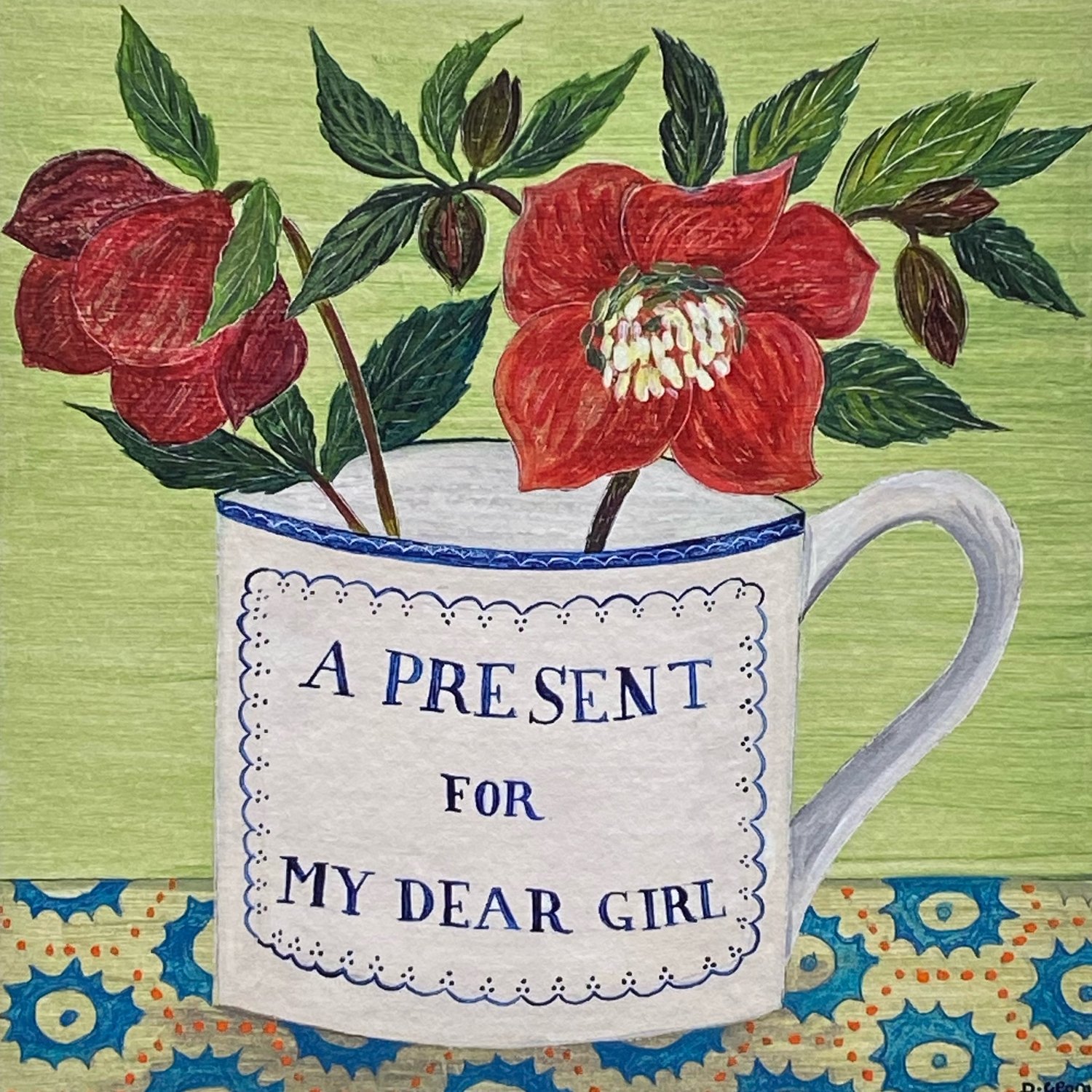 Image of Dear girl cup and Hellebores Giclee print