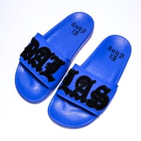 Image 3 of DALLAS BLUE/BLACK VARSITY SLIDES (NOW SHIPPING)