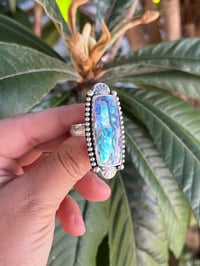 Image 3 of Sterling Silver Beaded Abalone Ring 8.5