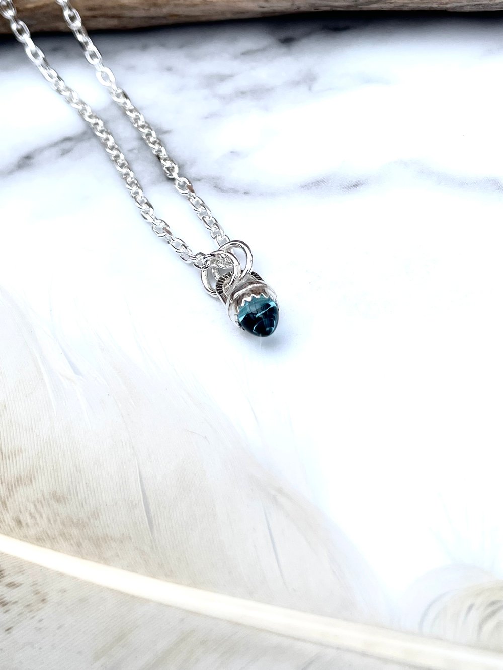 Handmade Sterling Silver Blue Topaz Bullet Point Pendant