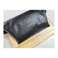 Image 5 of Black Leather & Timber Clutch