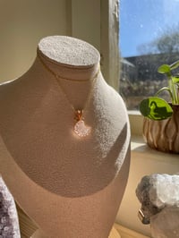 Image 2 of Gold Rose  Quartz Moon Crystal Necklace