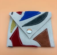 Image 1 of Scrap Leather Coin Purse with Abstract Shapes (One-of-a-Kind) White