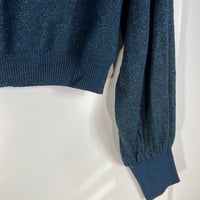 Image 6 of FREE PEOPLE let it shine teal blue metallic sweater top shirt