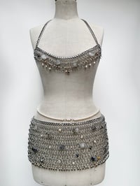 Image 3 of Chainmail Top, Natural Crystal and Peal embellished