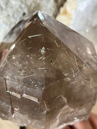 Image 13 of Golden Rutile Smoky Quartz Natural Point On Stand #2664