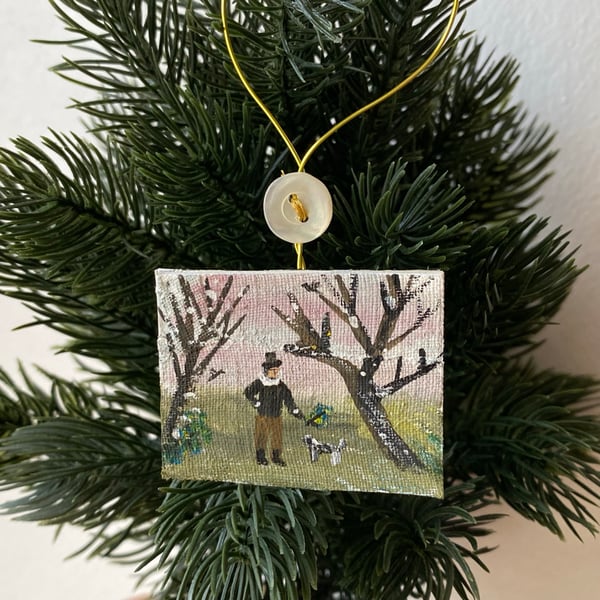 Image of Gentleman with his dog - miniature painting 