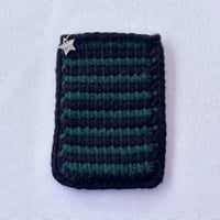 card pouch - green + black stripes