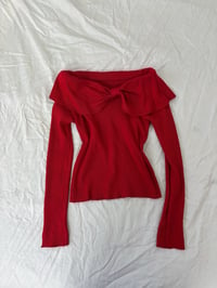 Image 1 of Red bow tie sweater // S