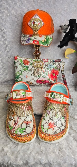 Image of Size 7 Orange Echo Gorg girl Crocs set