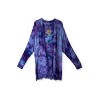Image 1 of 2X PLUS Jersey Knit Open Cardigan in Purple Haze Watercolor