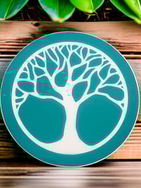 Image 1 of 14" Lazy Susan Turntable Epoxy Resin Art Modern Tree Teal 