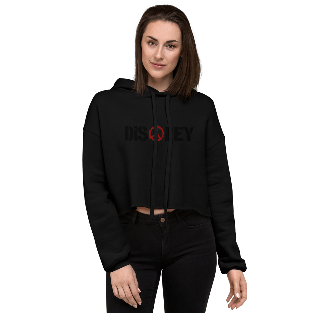DISOBEY PRINTED CROP HOODIE 