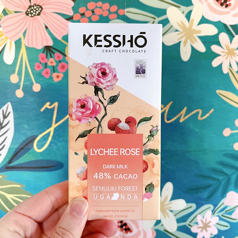 Image of Kessho Litchi Rose 48% Dark Milk Chocolate 