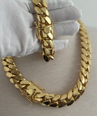 Image 3 of Miami Cuban Link Chain/Bracelet Set, Handmade Real 14k Gold Plated (Five Times Plated)