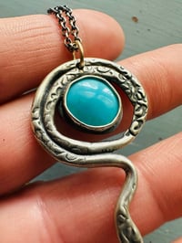 Image 5 of Kingman turquoise serpent talisman necklace