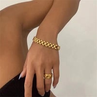 Image 4 of 2024 New Vintage 18K Gold Plated Stainless Steel Chain Bracelet for Women Men Couple Fashion Jewelry
