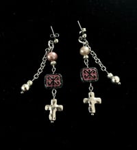 Image of cross and pearl earrings