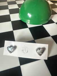Image 2 of BLACK MARBLE HEART STUDS | POLYMER CLAY EARRINGS