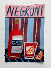 Negroni on pink burgundy and blue stripes