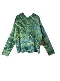 Image 2 of S Ladies French Terry Bamboo Blend Hoodie in Verdant Geode Ice Dye