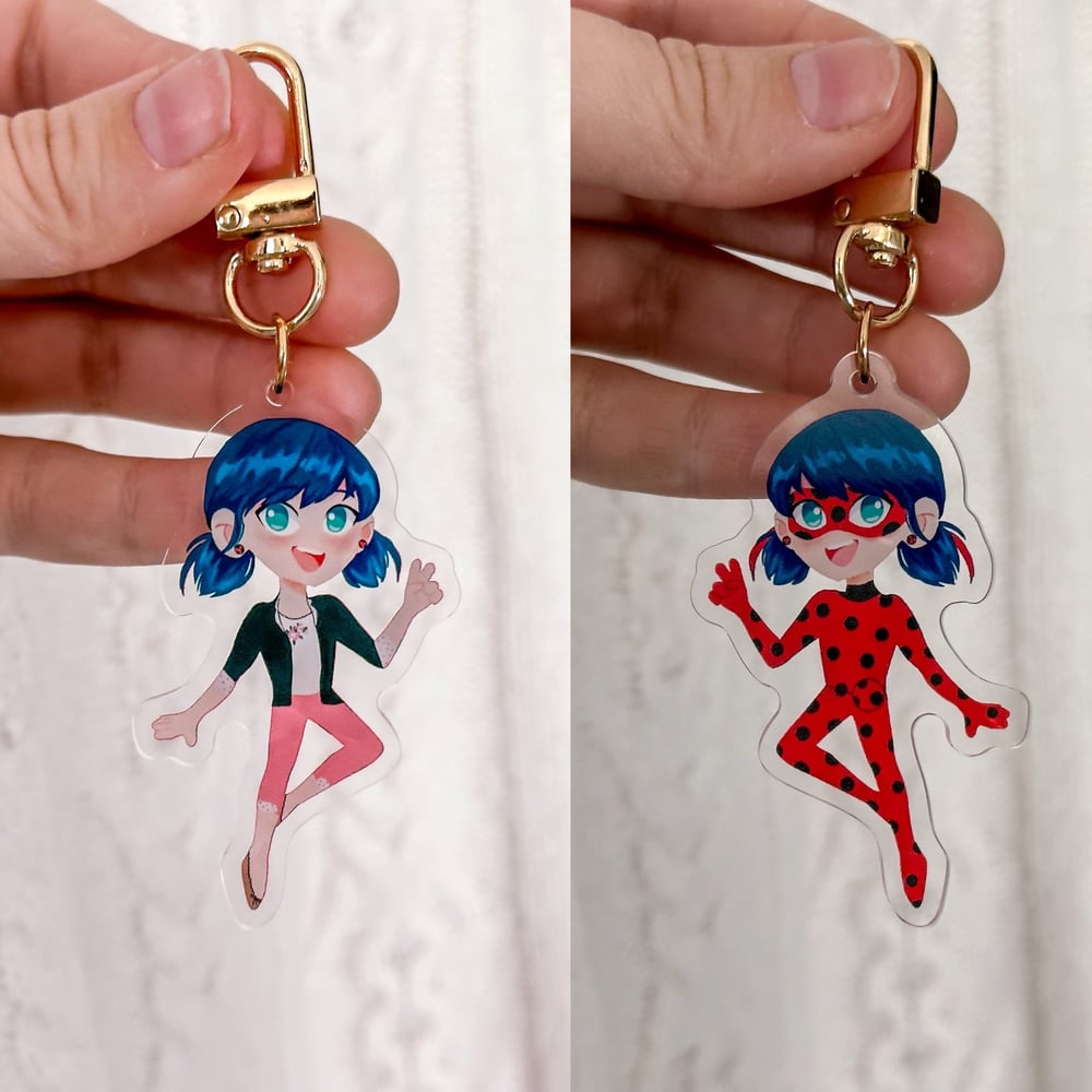 Image of Marinette/ Ladybug 2.5” Double Sided Acrylic Keychain