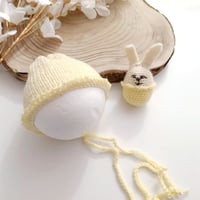 Image 1 of Newborn  photoshooting girls knitted set | sunny yellow | Easter